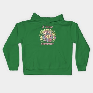 Summer composition doodle flowers Kids Hoodie